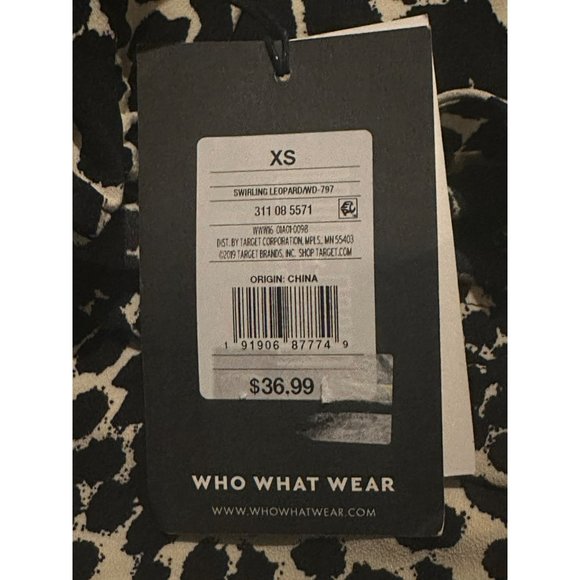 NWT Who What Wear Women's Animal Print Black Sleeveless Ruffle Trim Dress SZ XS - Picture 7 of 7